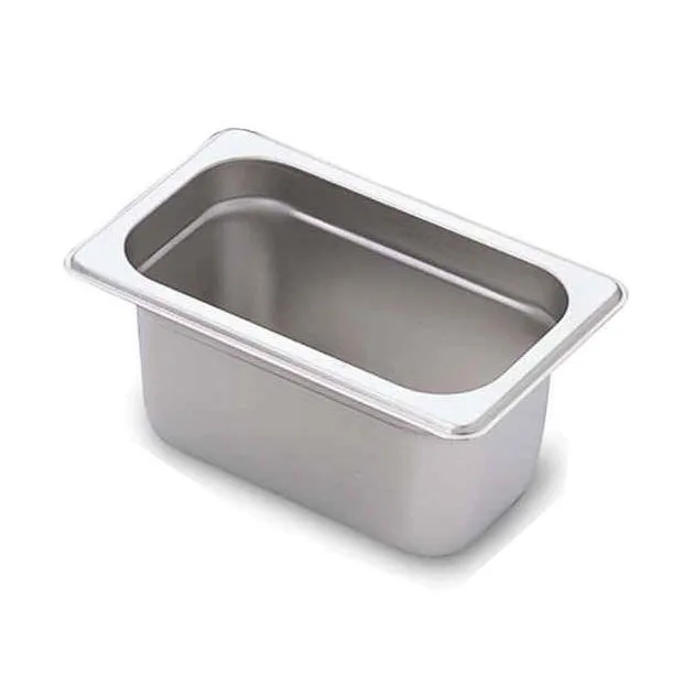 Omcan USA 80283 Stainless Steel Steam Table Pan 1/9 Size 6-7/8" x 4-1/4" x 4" Deep NSF