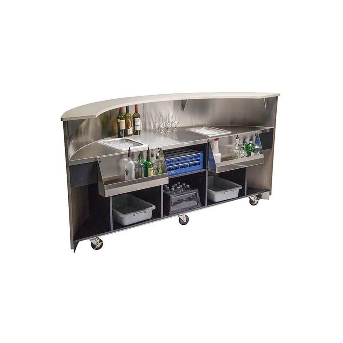 Lakeside 76811 40 lb. Ice Bin (2) 7-Bottle Speed Rail-70" Portable Bar