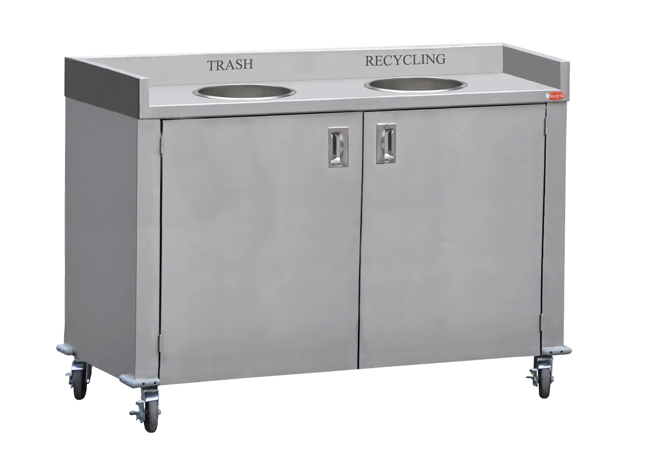 Steril-Sil MTC56-2 Mobile Trash/Recycling Counter, 80 Gallon Capacity