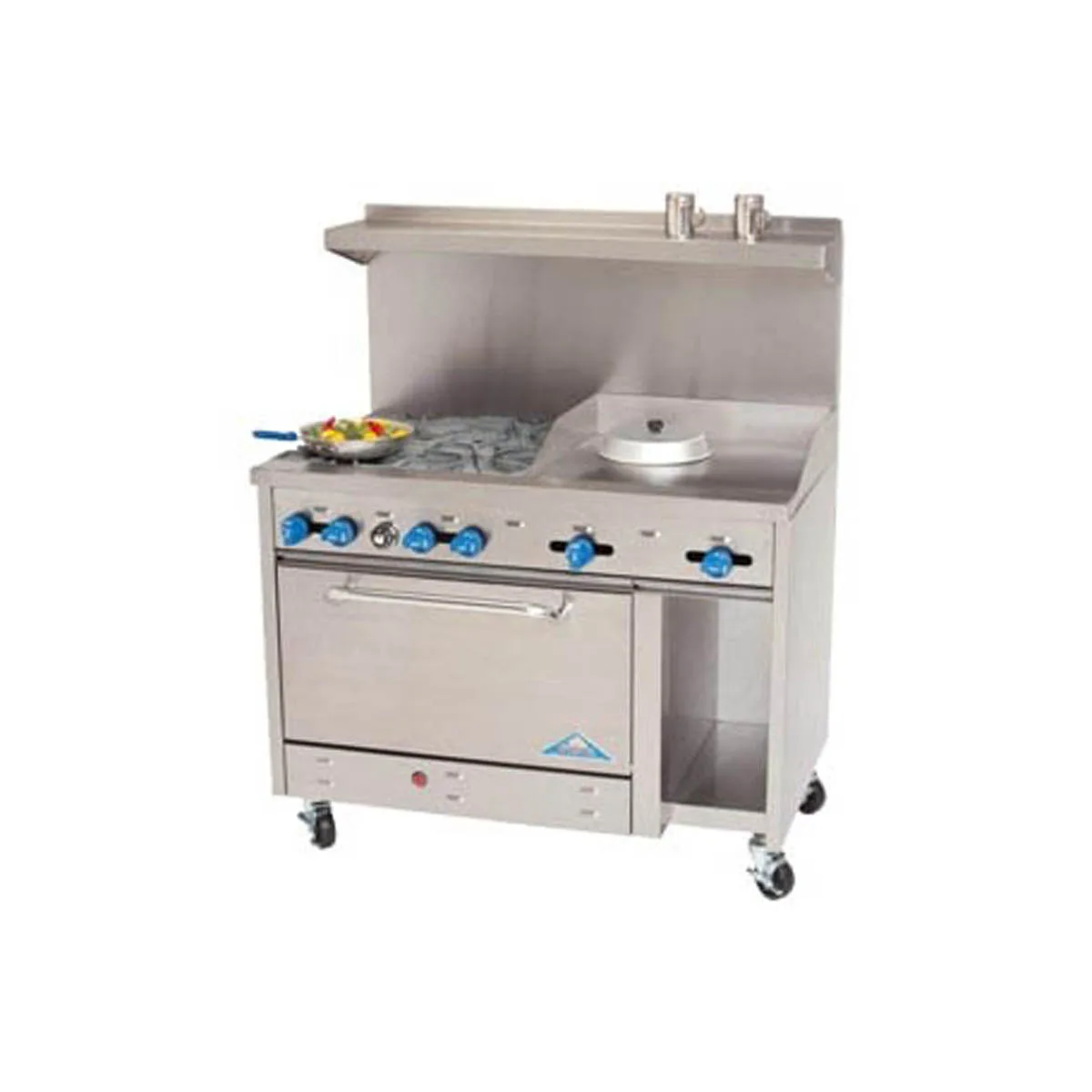 Comstock-Castle F31832-24 48" Gas Restaurant Range w/ (4) Open Burners, (1) 24" Griddle, (1) Space Saver Oven, (1) Cabinet Base, 180.000 BTU