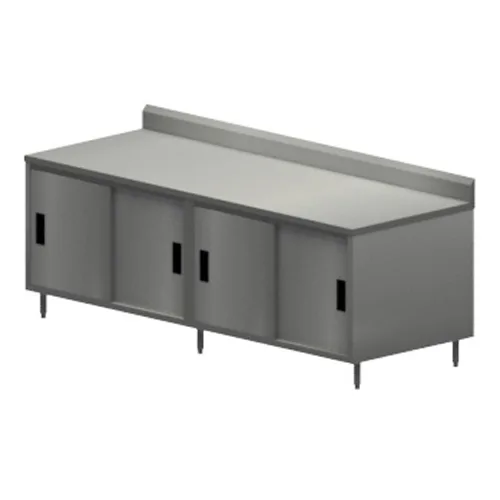 BK Resources CSTR5-3096S Cabinet Base with Sliding Doors Chef Table, 96"W x 30"D / Backsplash