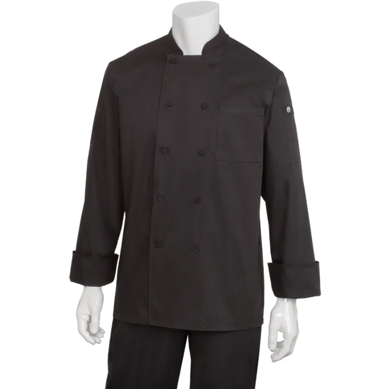 Chef Works JLLS-BLK-XL - Chef Coat, XL Black, 65/35 Poly/Cotton Twill, Sleeves, Vent™ Back Yoke
