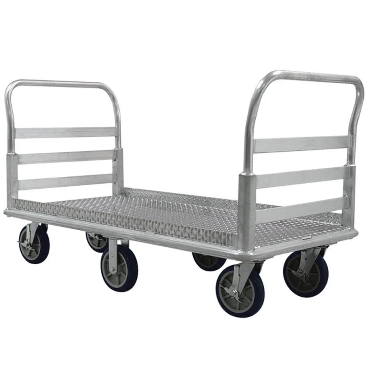 Lakeside PB991 Heavy Duty Platform Truck, 2600 lbs, 60-71"L x 30-40"W, Welded Aluminum, Dual Handle, 8" Offset Casters