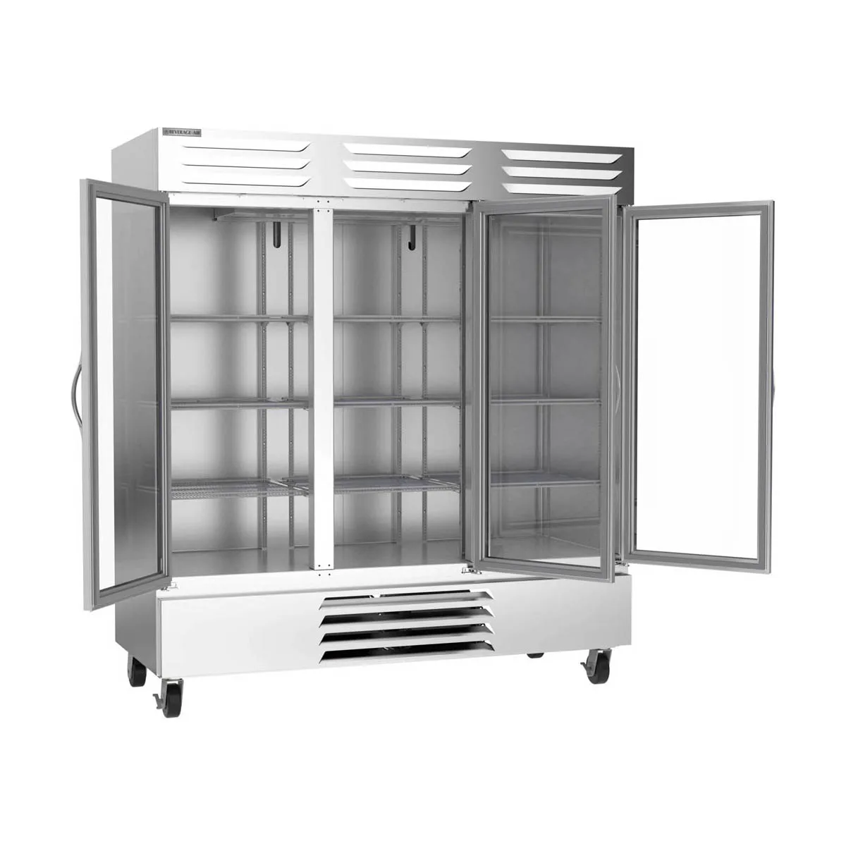 Beverage Air FB72HC-5G 75" 3-Glass Door Reach-In Freezer, Bottom Mount, 68.43 cu. ft., Stainless Steel Front