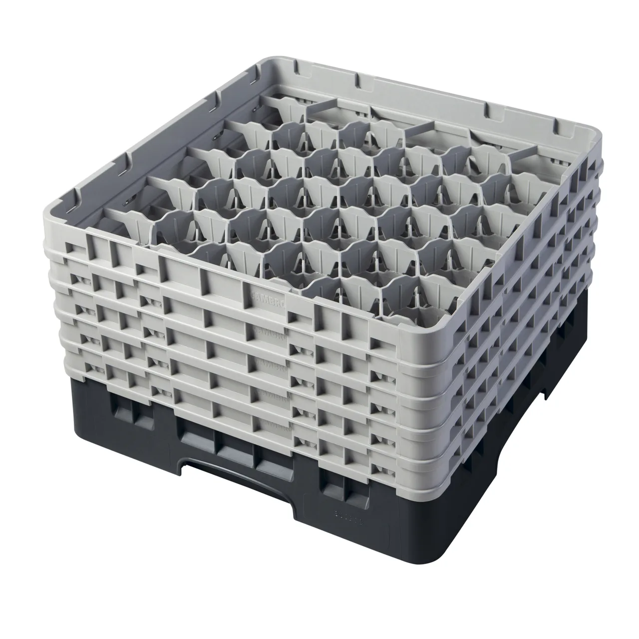 Cambro 30S958110 Camrack Glass Rack, Black, Full Size, 19-3/4 x 19-3/4, 30 Compartments, 3-1/8 Max Dia, HACCP