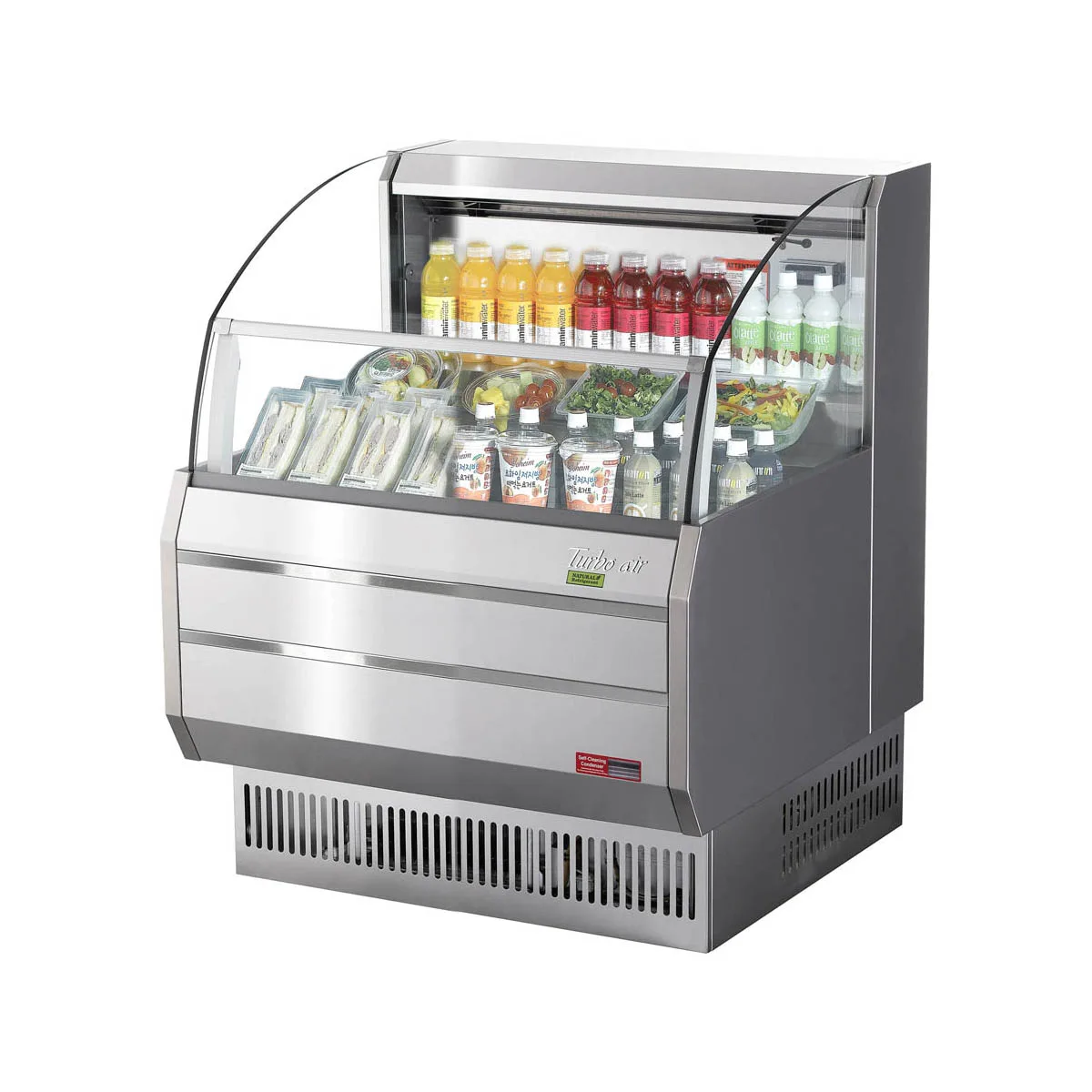 Turbo Air TOM-30SS-N 28" Horizontal Open Display Merchandiser, Stainless Steel, Self-Contained, 3 Shelves