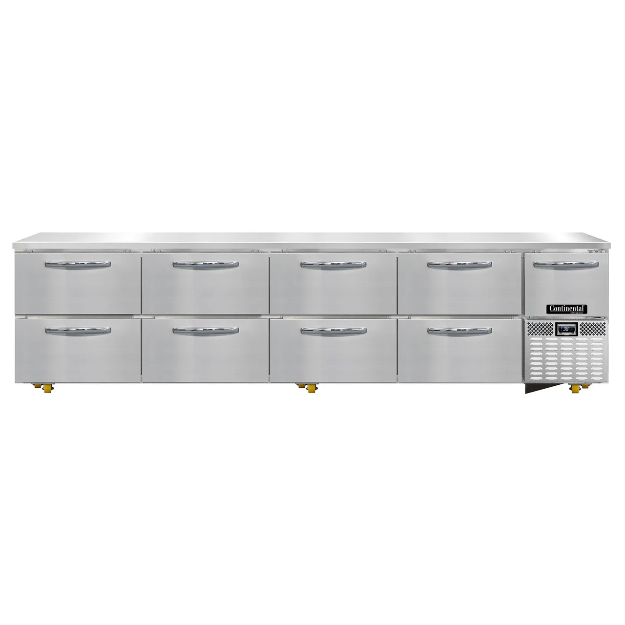 Continental Refrigerator RA118N-U-D 118" Undercounter Refrigerator w/ 8 Drawers & 1 Half Doors