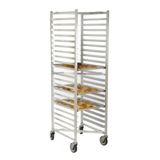 Omcan USA 43474 Aluminum Mobile Full Size Nesting Sheet Pan Rack w/ 20 Slides and 3″ Spacing