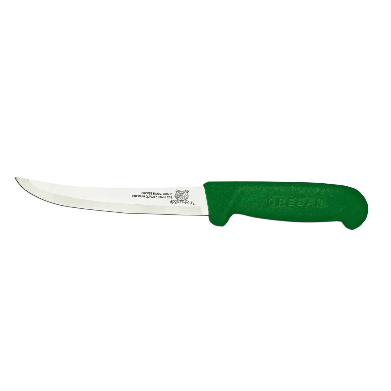 Omcan USA 11780 Boning Knife, 6" Curved Stainless Steel Blade, Green Plastic Handle, Stamped