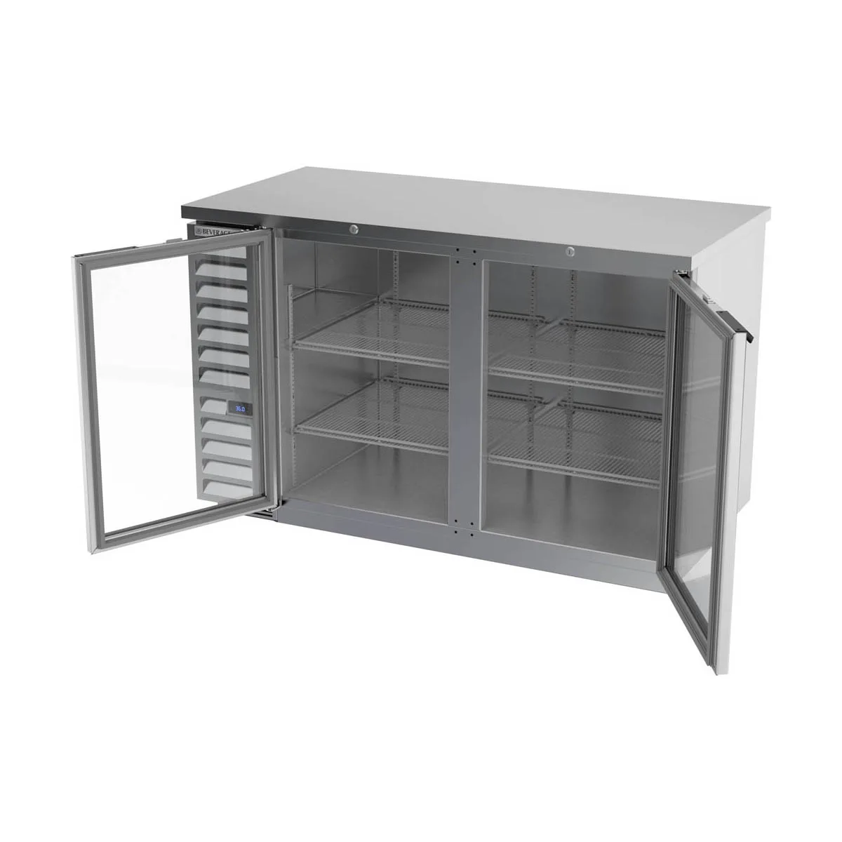Beverage Air BB58HC-1-G-S 59" 2 Section Stainless Steel Back Bar Cooler with Glass Door