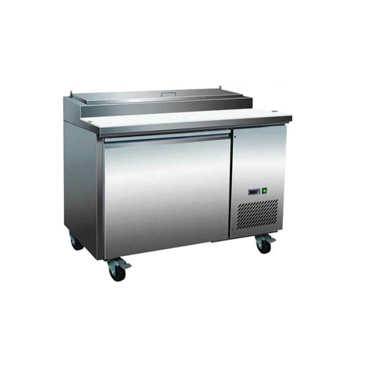 Serv-Ware PP44-6-HC 47" Refrigerated Pizza Prep Table w/ 1 Door, (6) 1/3 Pans, 12 cu. ft.