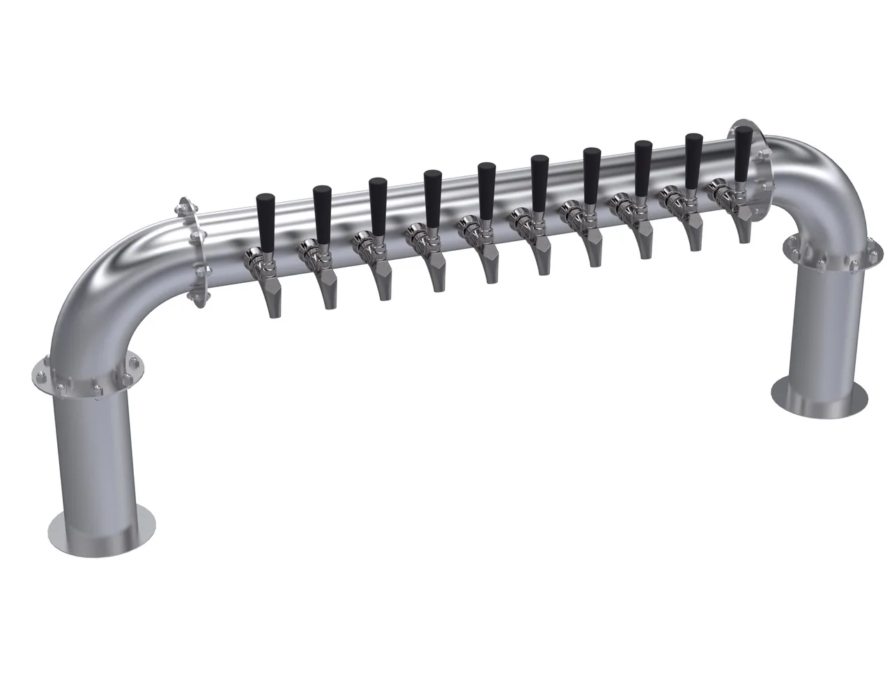 Krowne KPTP-10S Pass‑Through Tower, 51" OA, Steel Finish, 2‑Column Beer, Glycol‑Cooled, 7‑12 Taps