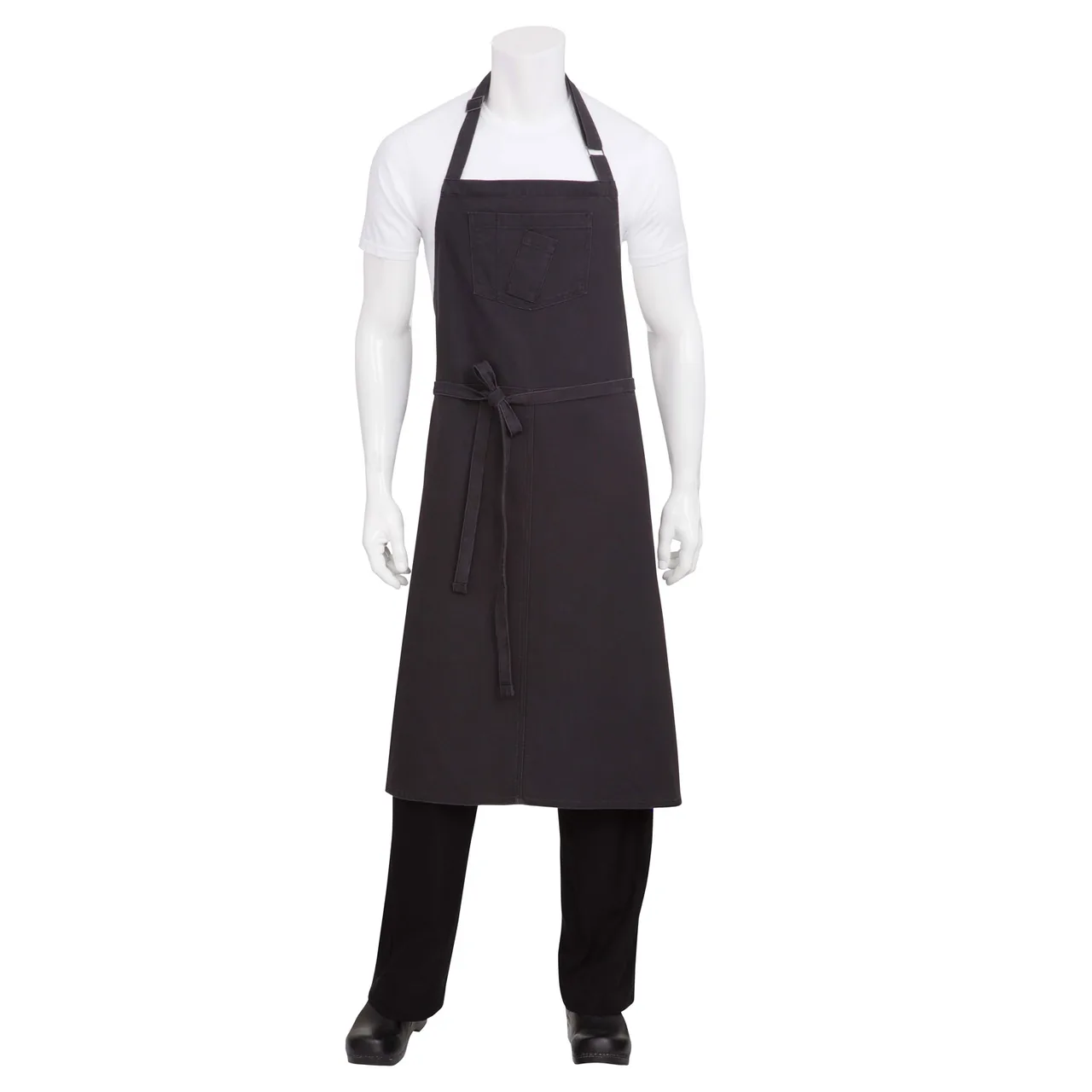 Chef Works ABCKV003-SGY-0 Bib Apron, 40"L x 39"W, Neck Buckle, Steel Gray, 100% Cotton