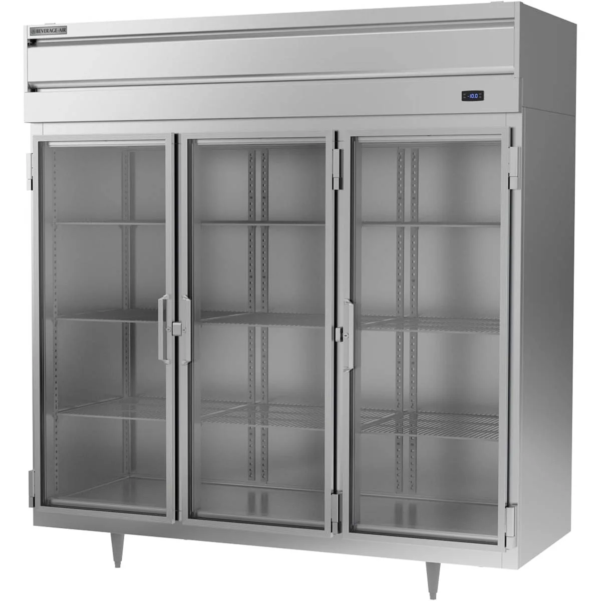 Beverage Air PF3HC-1BG 78" 3-Section Reach-In Freezer w/ 3 Glass Doors, Aluminum Interior, 68 cu. ft.