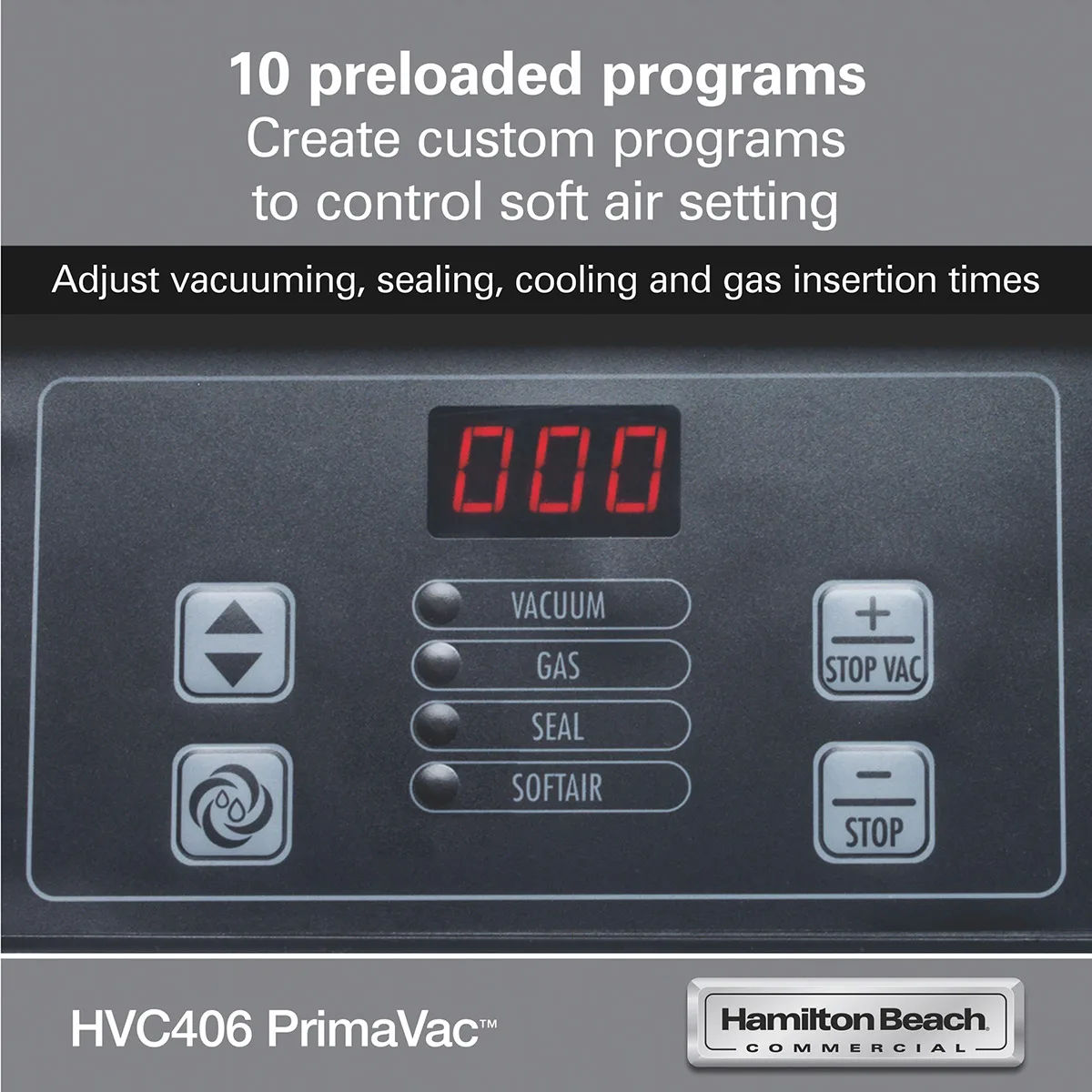 Hamilton Beach HVC406-CE PrimaVac Countertop Chamber Vacuum Packaging Machine with 16" Single Seal Bar