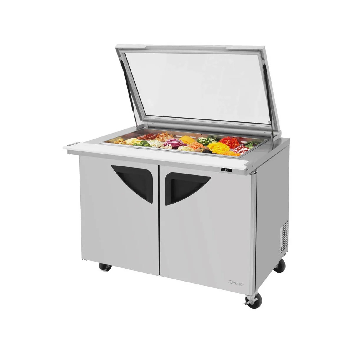 Turbo Air TST-48SD-18-N-GL 48" Mega Top Sandwich/Salad Prep Table w/ 2 Doors, 18 Pans