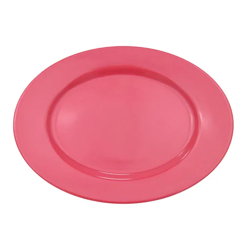CAC China LV-51-R Platter, 15" X 10-1/4" X 1-1/2" H, Oval Ceramic, Red Rolled Edge - Dozen