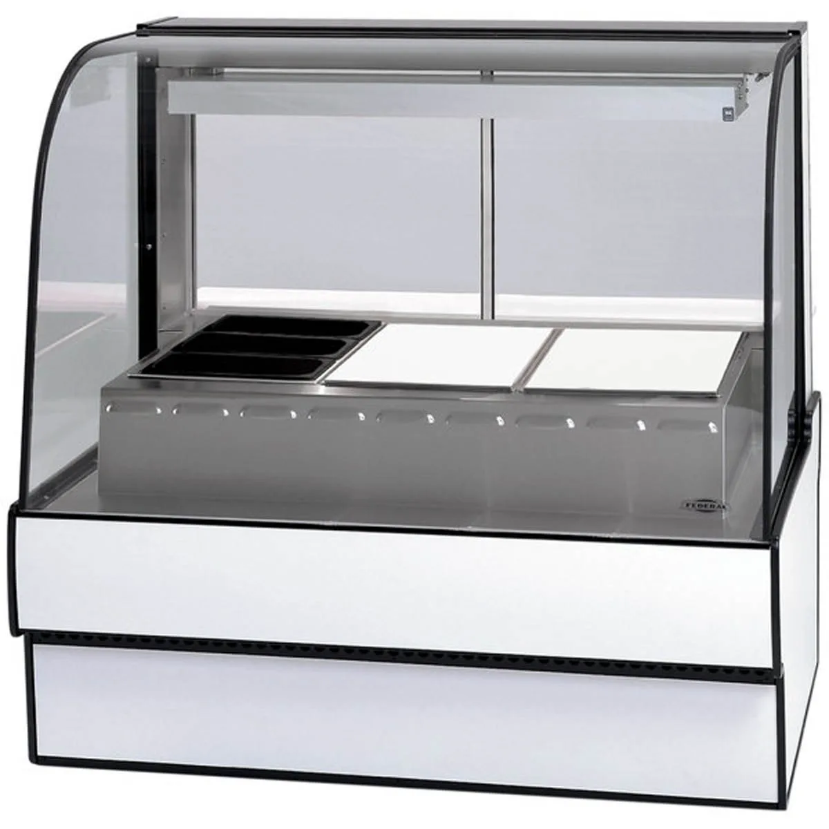 Federal Industries CG7748HD 77" 1-Glass Door Curved Heated Deli Case, 5 Wells, Infrared Heater