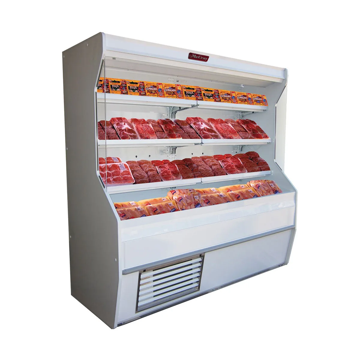 Howard-McCray SC-M32E-6-LED 74'' Vertical Meat Open Air Merchandiser in White, Self-Contained