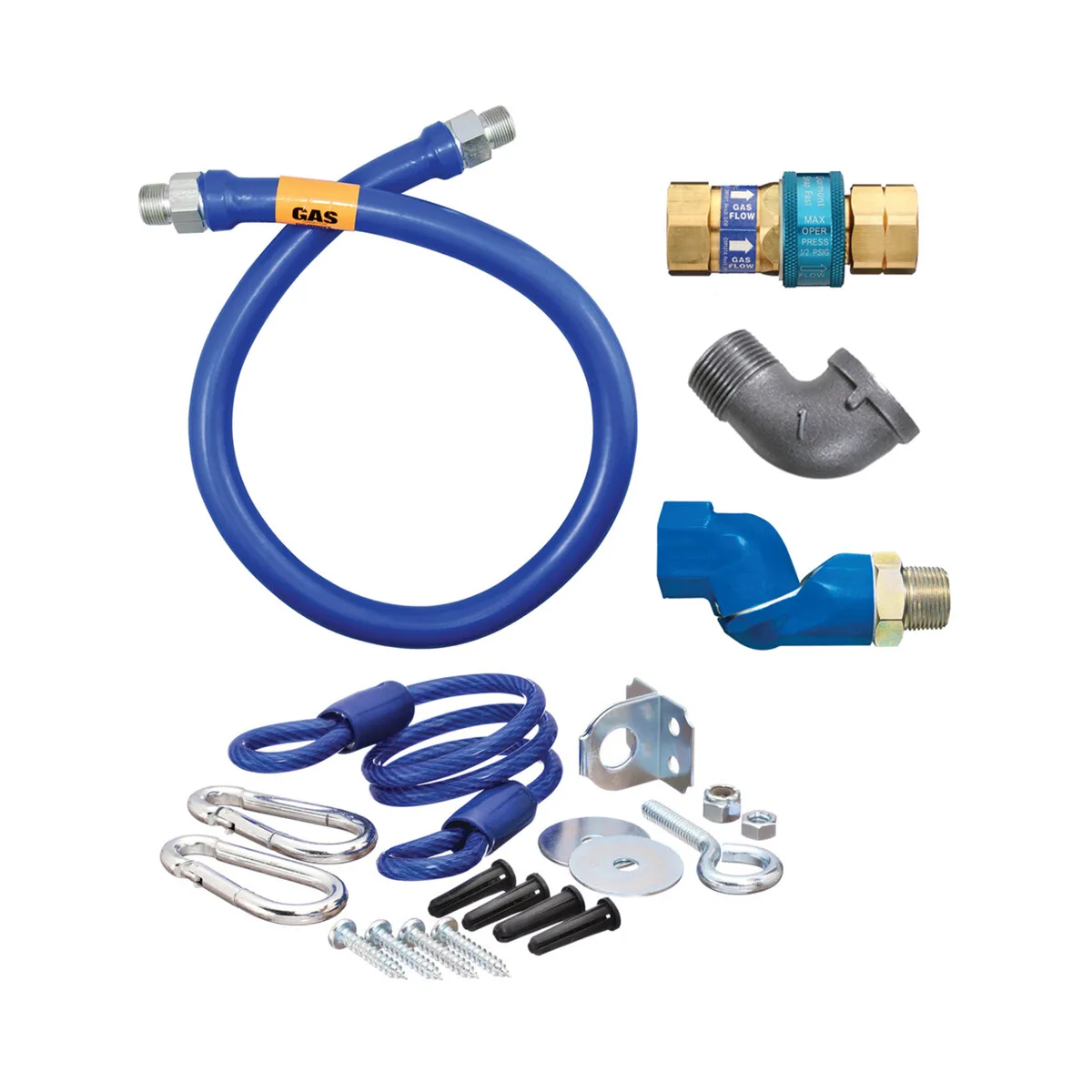Dormont 1675BPQSR24 SnapFast 24" Gas Connector Kit w/ Swivel MAX, Elbow, Restraining Cable 