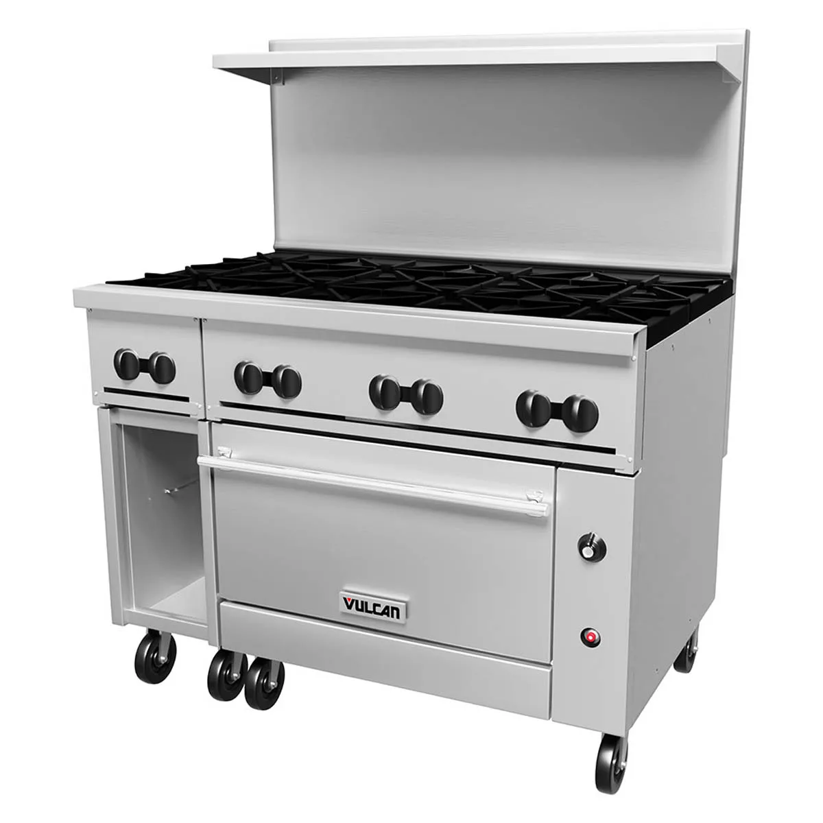 Vulcan 48S-8B 48" Gas Restaurant Range w/ (8) Open Burners, (1) Standard Oven, (1) Cabinet Base, 275.000 BTU