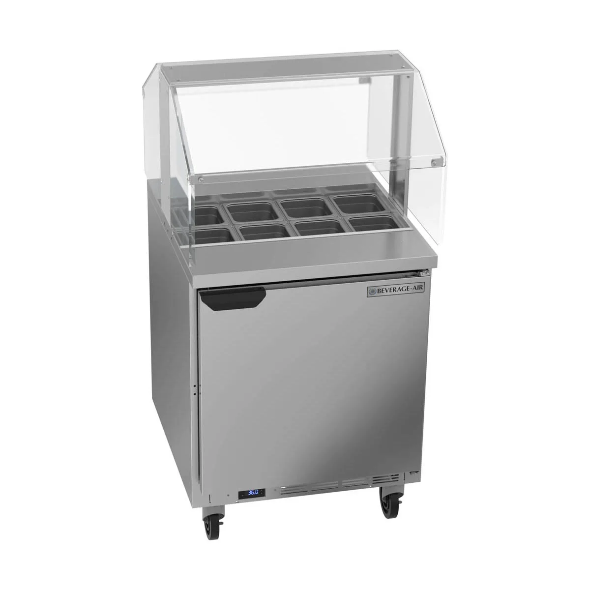 Beverage Air SPE27HC-SNZ 27" One Section Sandwich/Salad Prep Table w/ 1 Door, 8 pans, 6.75 cu. ft.