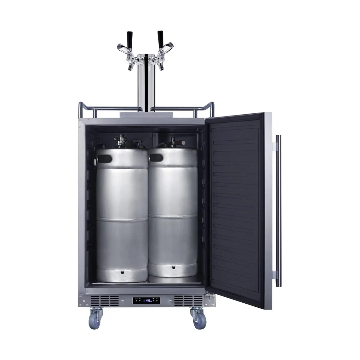 Summit BC74OSCOMTWIN - 24" Draft Beer Cooler, 5.6 cu ft, 3‑Keg, 2‑Tap Sankey, Reversible Door