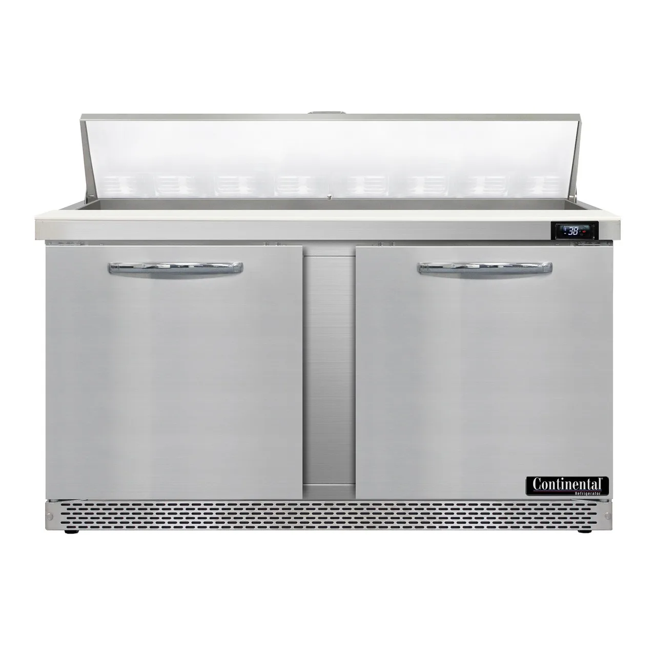 Continental Refrigerator SW60N16-FB 60" 2-Door Sandwich and Salad Prep Table, 16 Pans, Stainless Steel Exterior