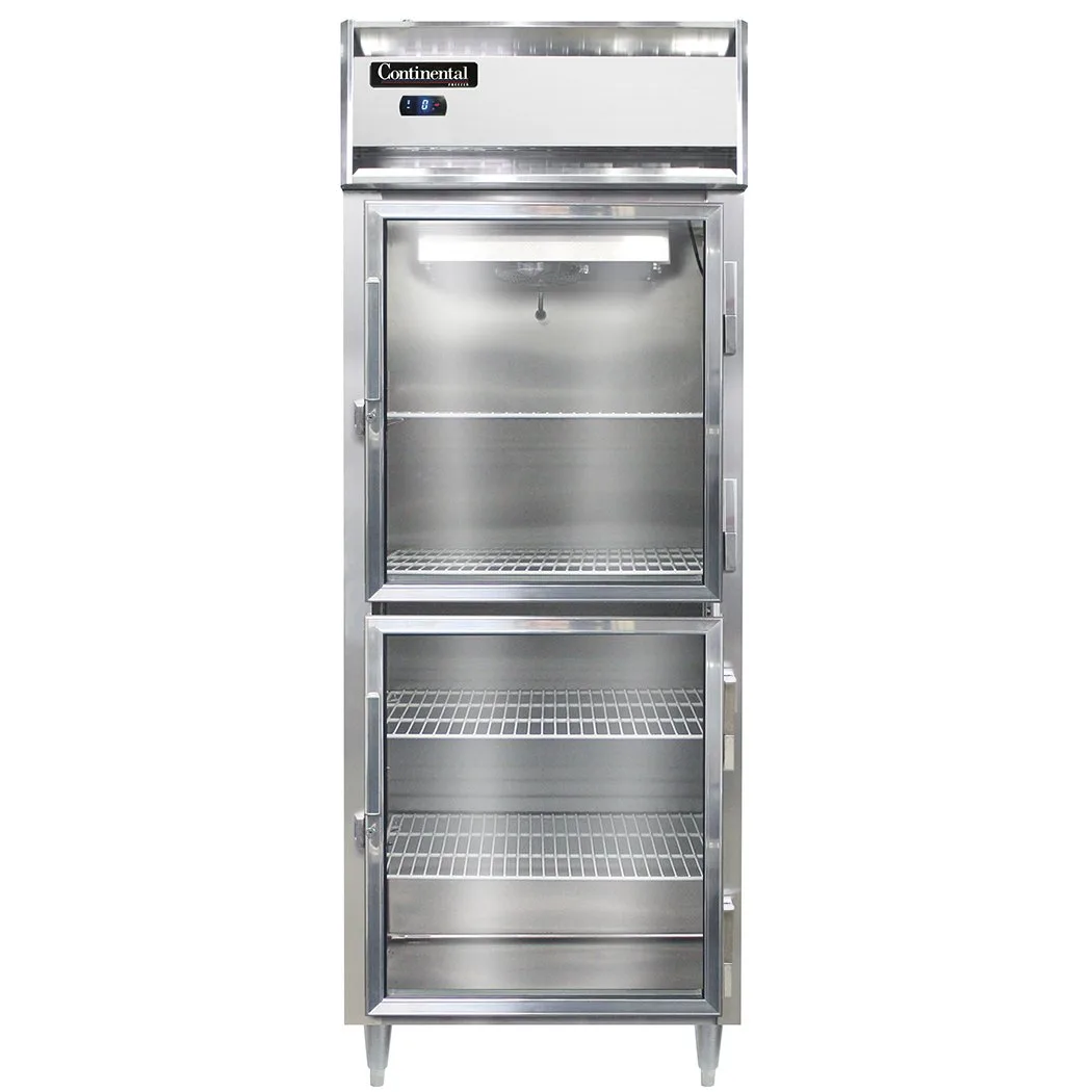 Continental Refrigerator D1FESNSSGDHD 28" 1-Section Reach-In Freezer, 2 Half Glass Doors, Top Mounted, 18 cu. ft., Stainless Steel