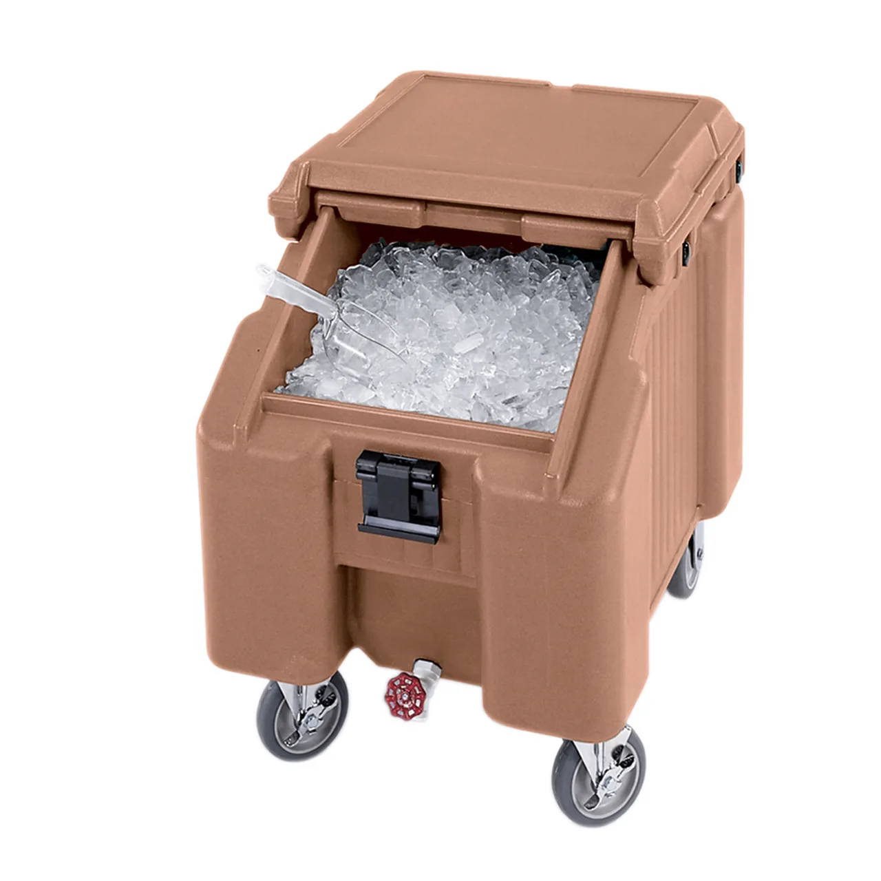 Cambro ICS100L4S157 Plastic Mobile Ice Bin / Ice Caddy, 100 lb, Coffee Beige