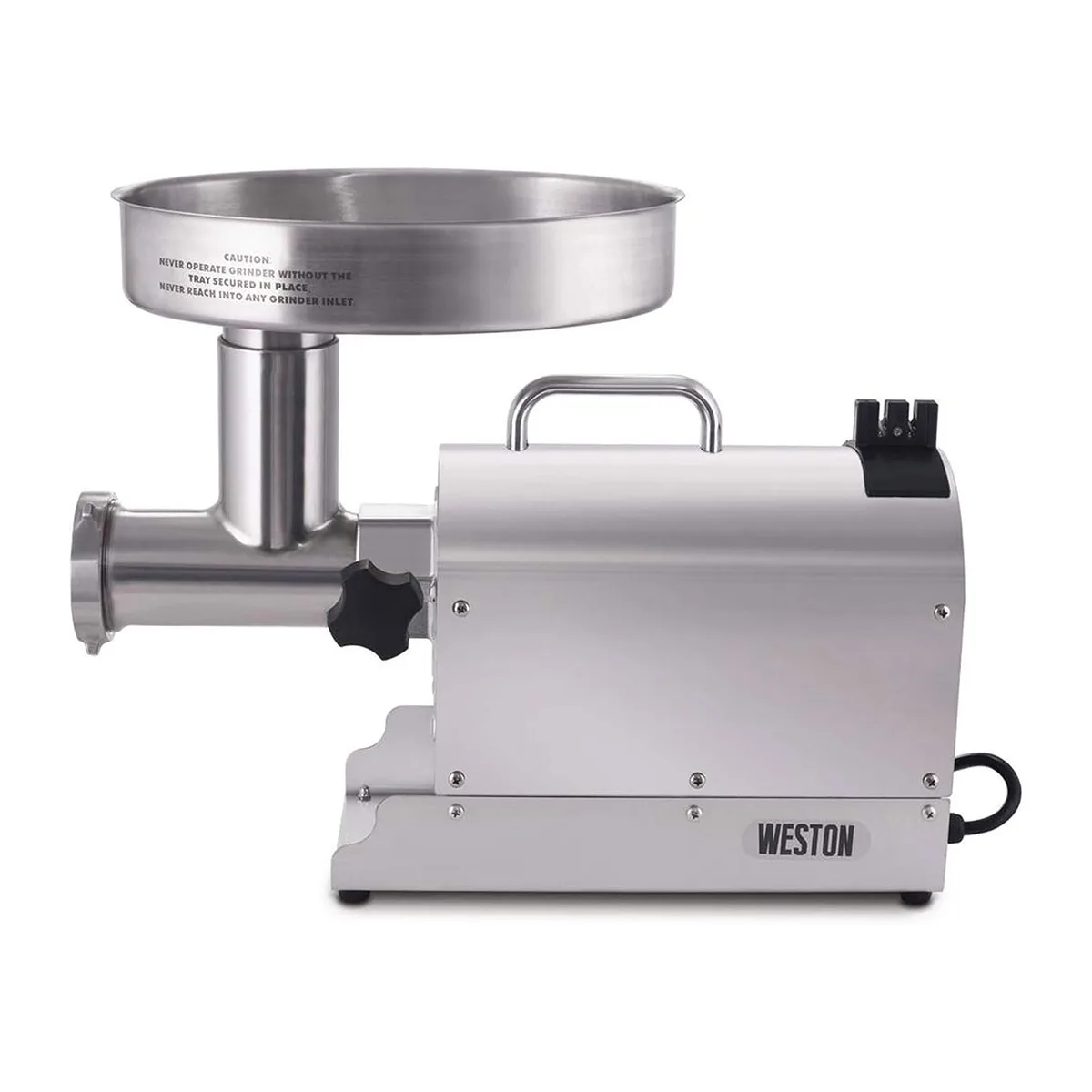 Hamilton Beach 10-1201-W Meat Grinder, #12 Hub, 1 HP 750W, 4.5mm/7mm Plates, 6-9 lbs/min, 360-540 lbs/hr