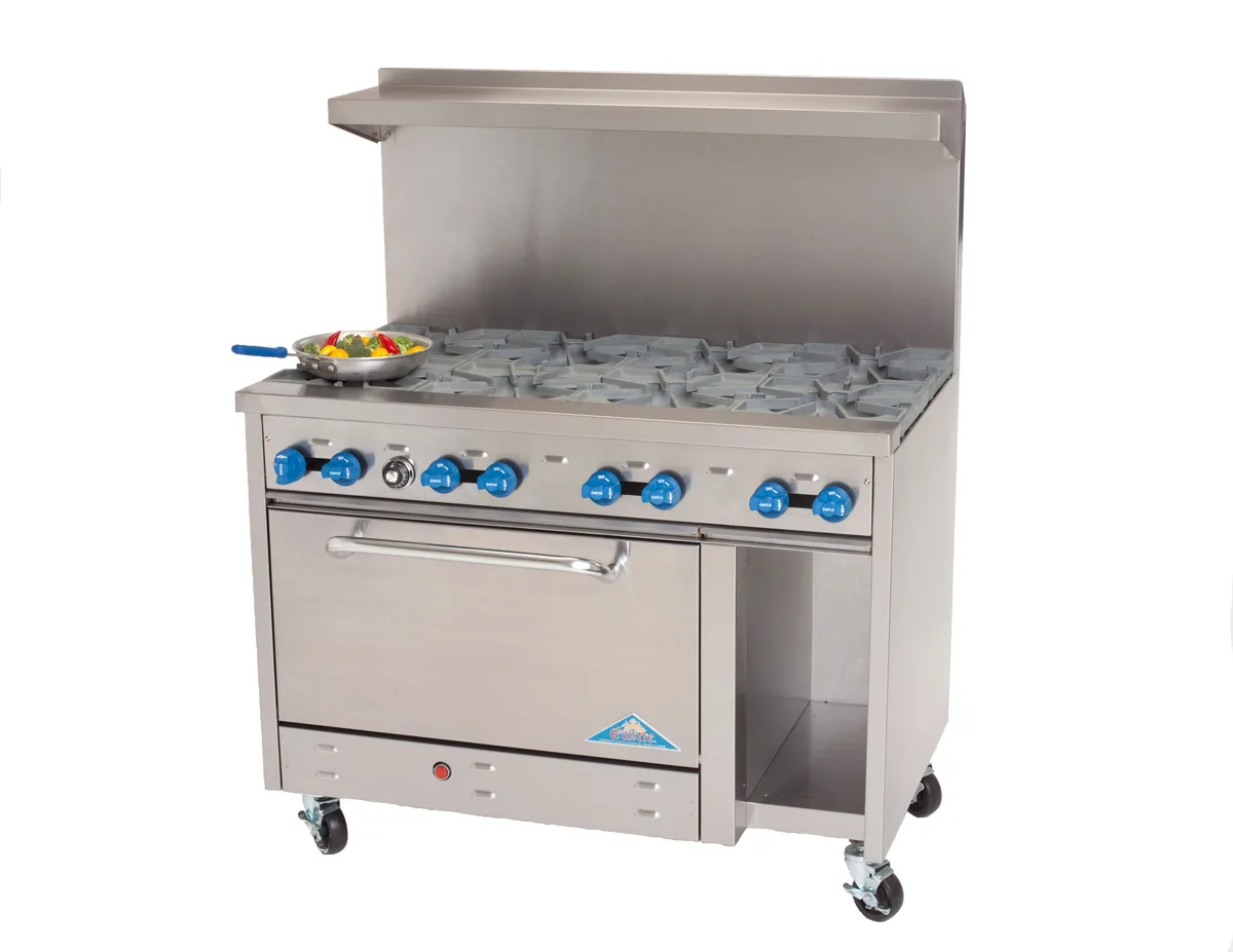 Comstock-Castle F3430 48" Gas Restaurant Range w/ (8) Open Burners, (1) Standard Oven, (1) Cabinet Base, 222.000 BTU