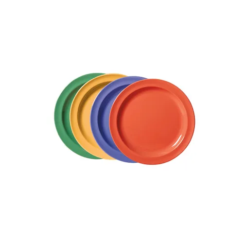 GET DP-909-MIX Supermel Dinner Plate, 9" Dia., Narrow Rim, Melamine, Mardi Gras Mix Colors - 1 Dozen