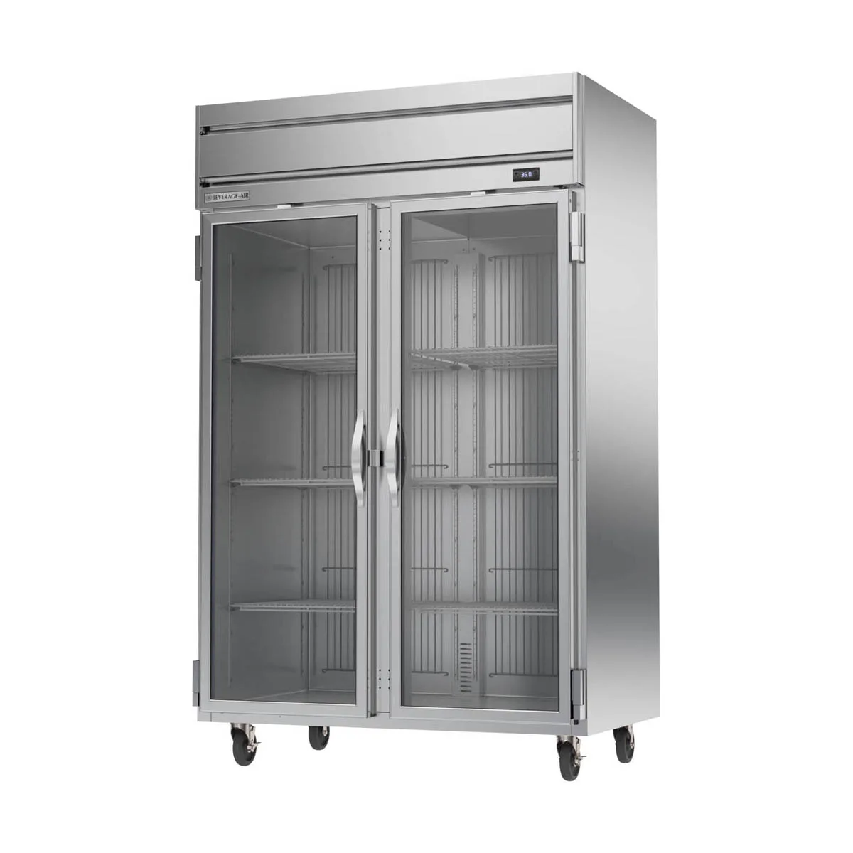 Beverage Air HRPS2HC-1G 52" 2-Section Reach-In Refrigerator w/ 2 Glass Doors, Top Mounted, 1/3 hp, 47 cu. ft.