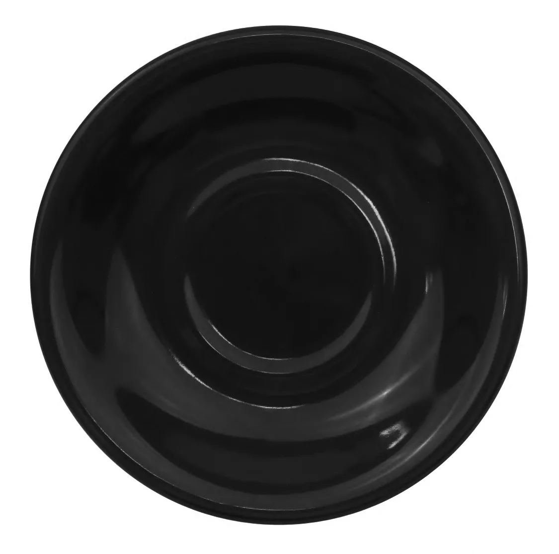 CAC China LV-2-BLK Round Saucer, 6" Dia x 1" H, Black Stoneware, Rolled Edge, Dishwasher Safe - 1 Dozen