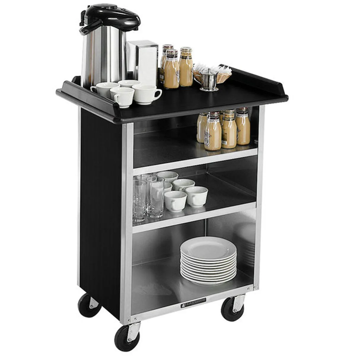 Lakeside 681 Stainless Steel Beverage Service Cart w/ 3 Shelves - 24" x 58 3/8" x 38 5/16"