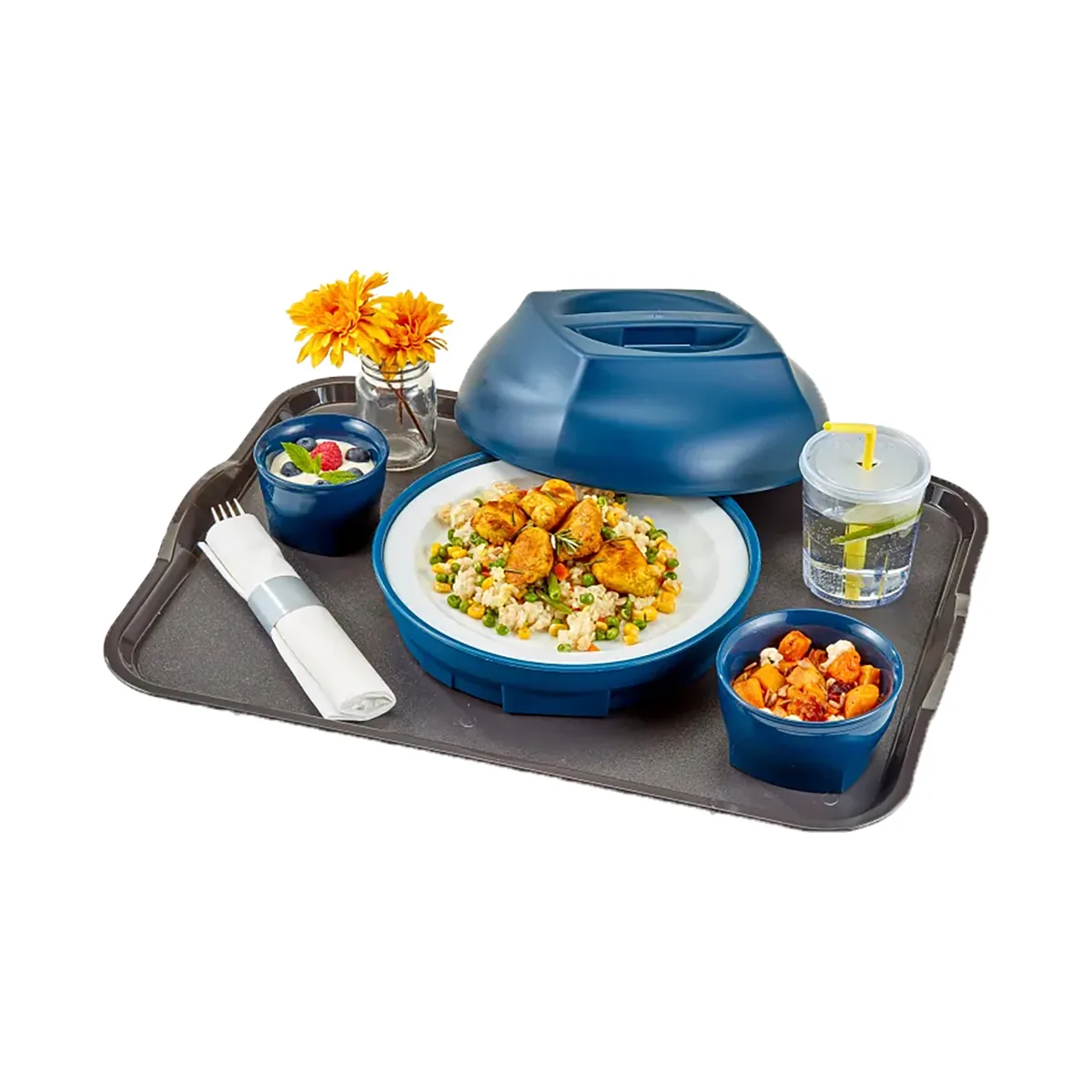 Cambro 1418CWH485 Tray, 14" x 18" Grays Plastic, Smoked Metal, Handles, Lugs, NSF, Dishwasher‑Safe