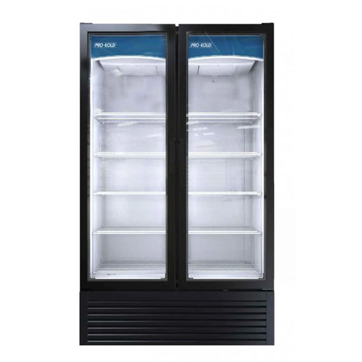 Pro-Kold VC 49 54" 2-Section Swing Glass Door Merchandiser Refrigerator in Black, 41.6 cu. ft.