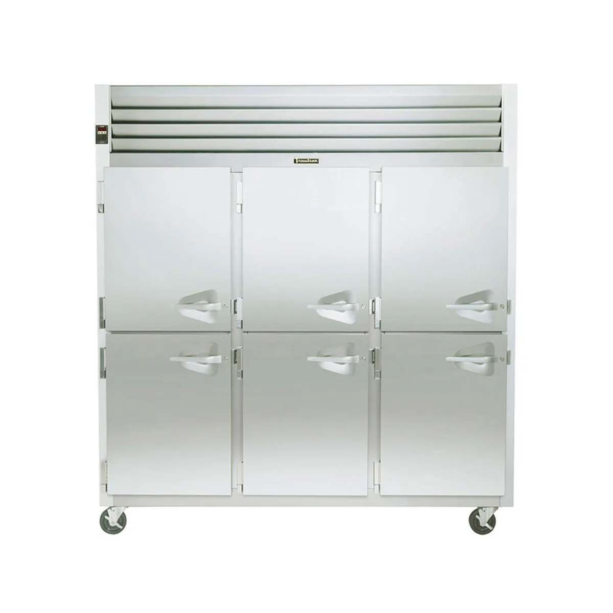 Traulsen G31303 76" 3-Section Reach-In Freezer, 6 Half Solid Doors, Top Mounted, 69 cu. ft., Stainless Steel Front