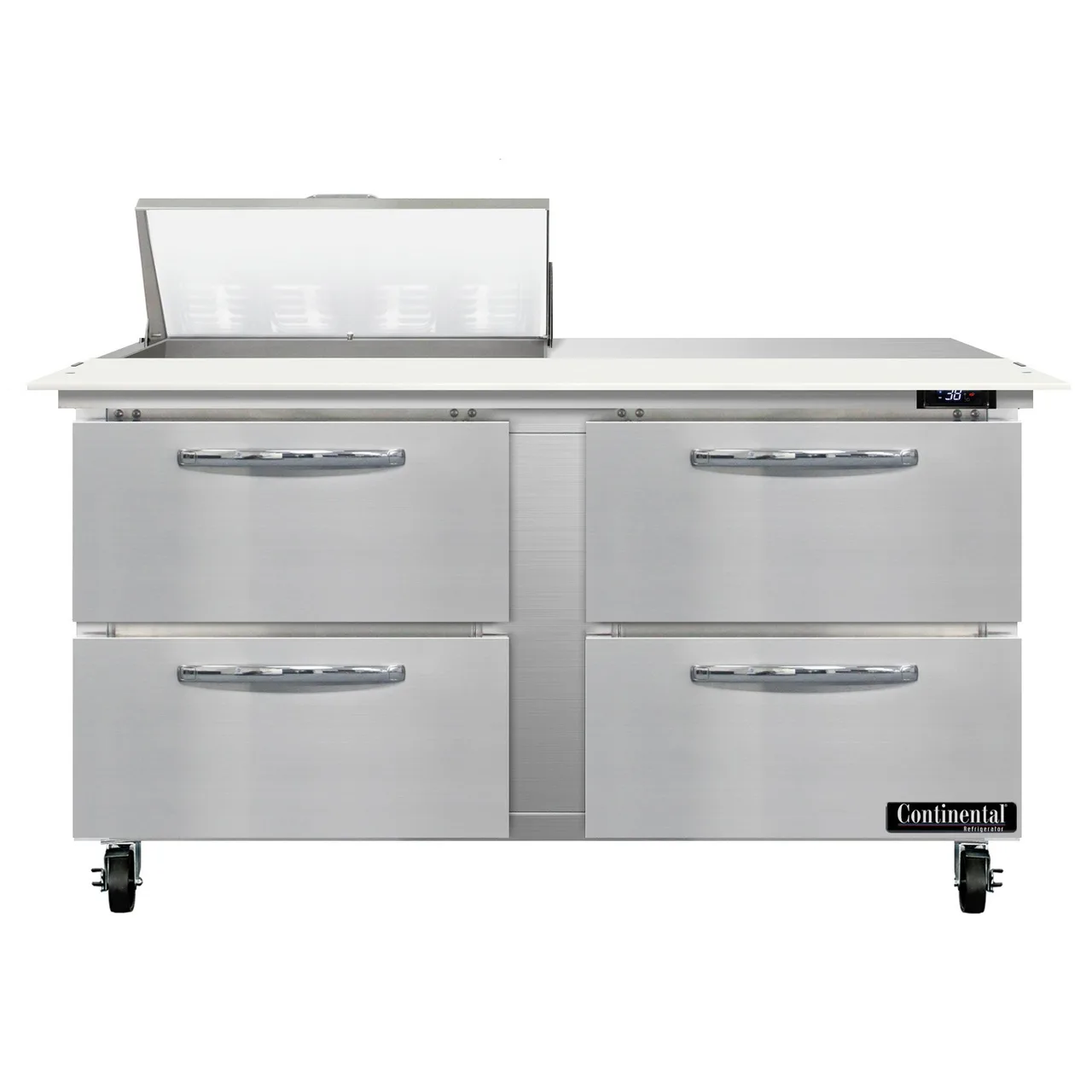 Continental Refrigerator SW60N8C-D 60" Sandwich / Salad Prep Table w/ 4 Drawers, 8 Pans