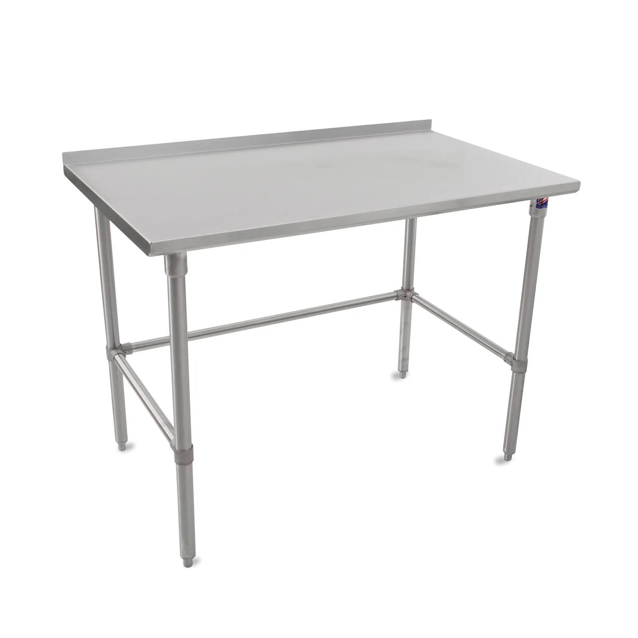 John Boos ST6R1.5-3060SBK-X 60" Open Base Work Table with Side & Rear Crossrails, 1-1/2" Backsplash