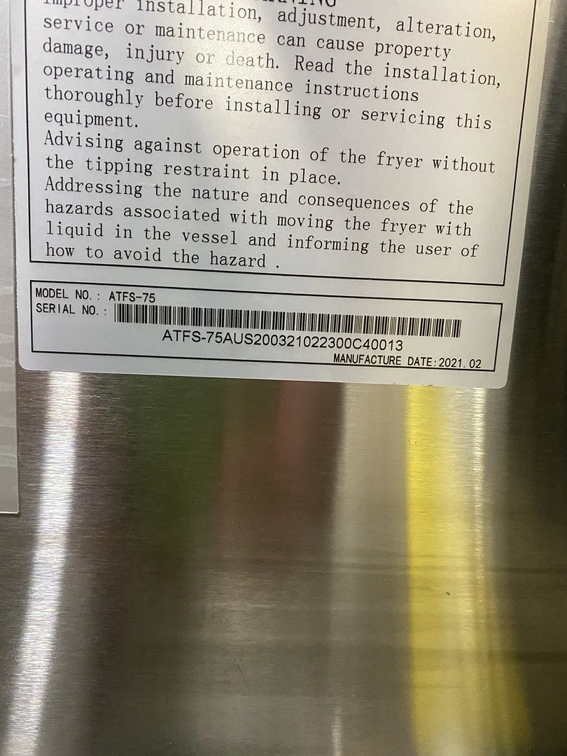 Atosa USA ATFS-75-NG 21“ Floor Model Natural Gas Fryer, 75 lbs - Open box
