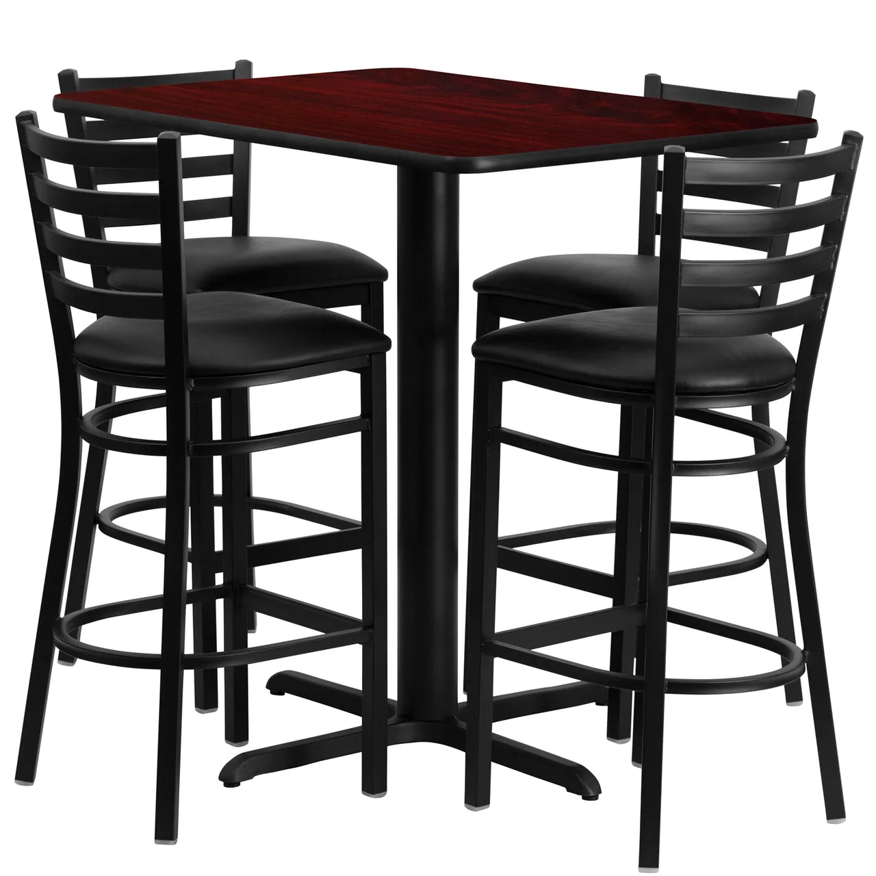 Flash Furniture HDBF1018-GG 24x42 Square Table & 4 Bar Stool Set, Black Mahogany Finish, 42 Height