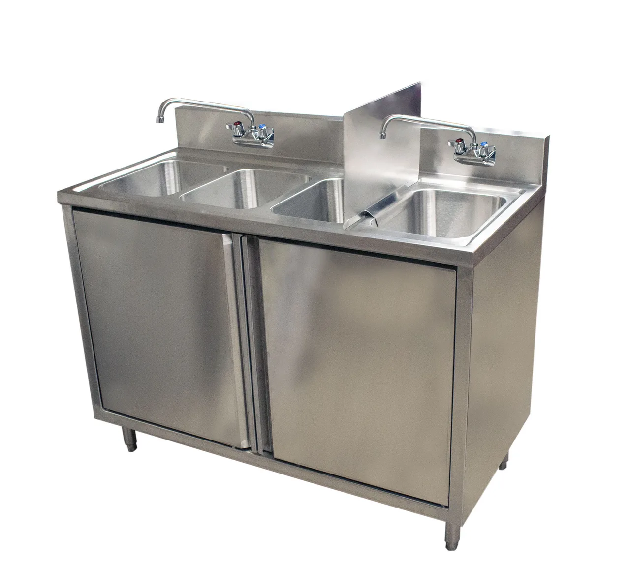 BK Resources CSTR5-4-1014HHS-PG 48" (4) Compartment Sink Cabinet, 10"Wx14"L Bowl Without Drainboard