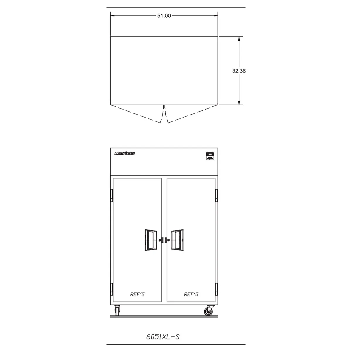 Delfield 6051XL-S Two Section Reach-In Refrigerator w/ 2 Solid Full Doors, Top Mounted, 43.5 cu. ft.
