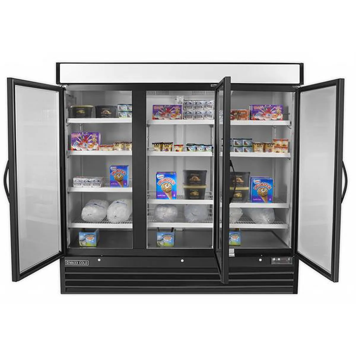 Maxx Cold MXM3-72FB 81" 3 Glass Door Freezer Merchandiser in Black, 72 cu.ft. 