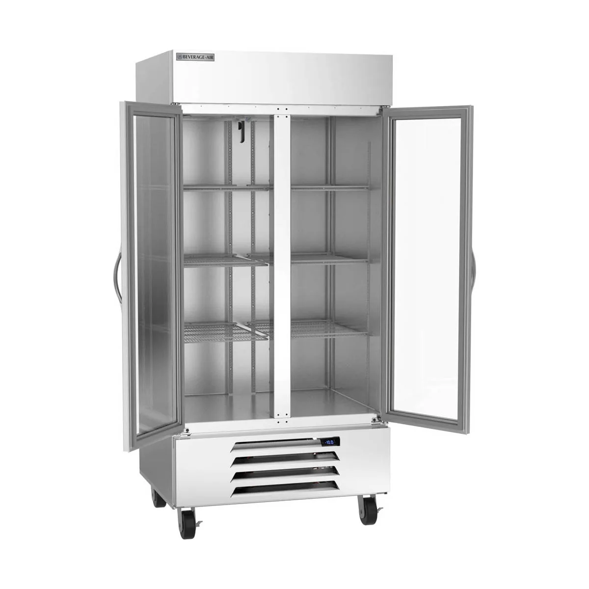 Beverage Air HBF35HC-1-G 39" Two Section Reach-In Freezer w/ 2 Glass Doors, Stainless Steel, 35 cu. ft.