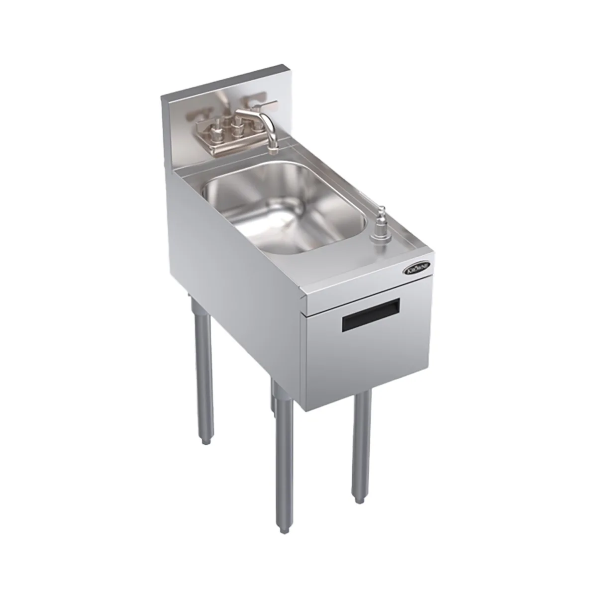 Krowne KR24-12ST 12" Free Standing Underbar Hand Sink Unit with Soap & Towel Dispenser