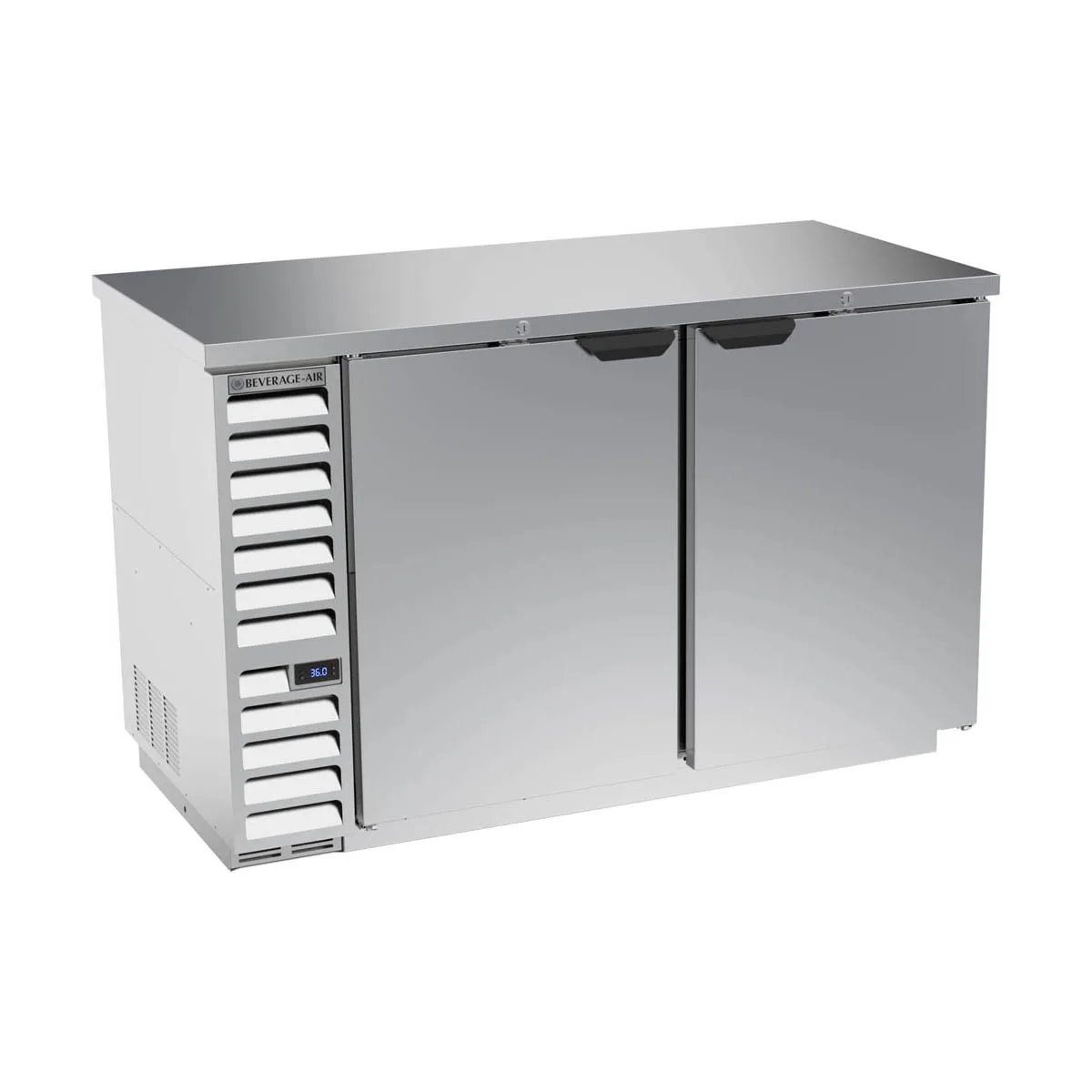 Beverage Air BB58HC-1-S 59" 2 Section Black Back Bar Cooler with Solid Door