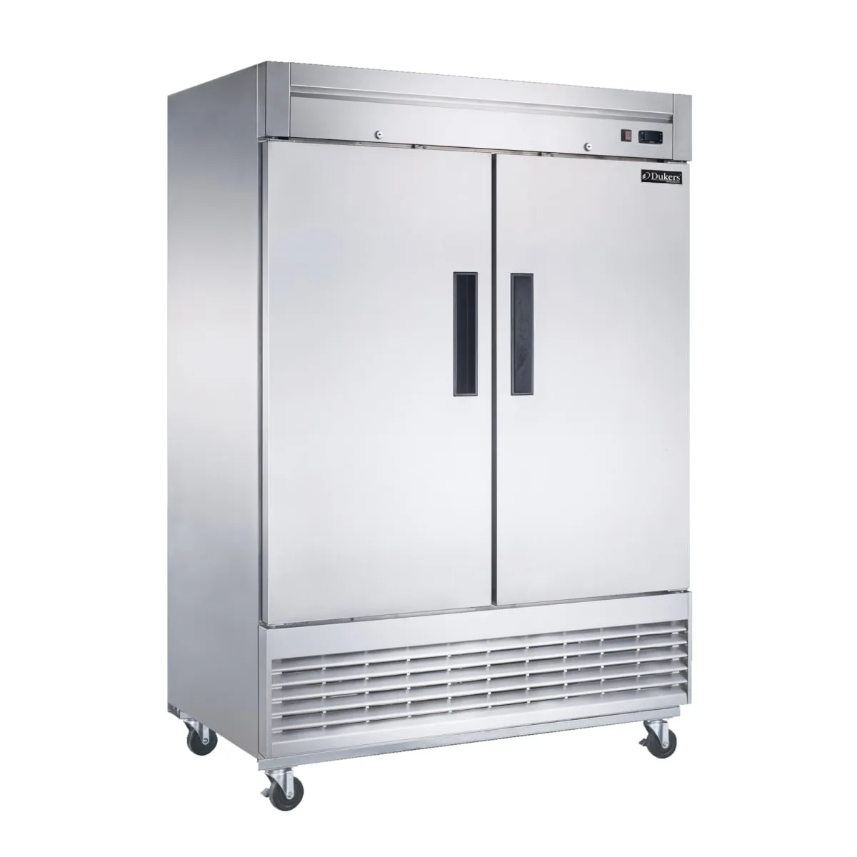 Dukers D55R 55 1/8" Two Section Reach In Refrigerator, (2) Left/Right Hinge Solid Doors, 115v